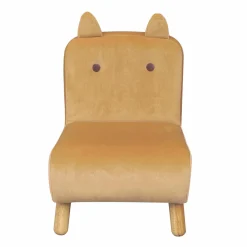 Petit Meuble Enfant|EMINZA Fauteuil velours enfant (H50 cm) Hippo Jaune ocre