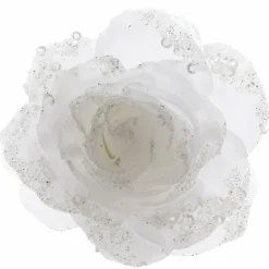 Décoration De Sapin|KAEMINGK Fleur décorative sur pince (D14 cm) Rosace Blanc
