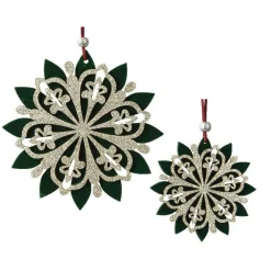 Décoration De Sapin|KAEMINGK Flocon de neige à suspendre (D15 cm) Chic pailleté Vert