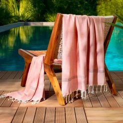 Linge De Bain|Fouta| Fouta coton recyclé (100 x 200 cm) Beach Corail Orange
