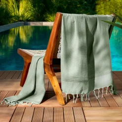 Linge De Bain|Fouta| Fouta coton recyclé (100 x 200 cm) Beach Vert kaki