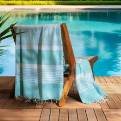 Linge De Bain|Fouta| Fouta coton recyclé (200 x 200 cm) Summer Bleu turquoise