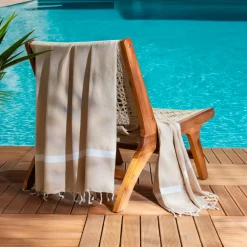 Linge De Bain|Fouta| Fouta coton recyclé (100 x 200 cm) Selma Beige