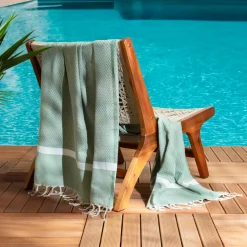 Linge De Bain|Fouta| Fouta coton recyclé (100 x 200 cm) Selma Vert kaki