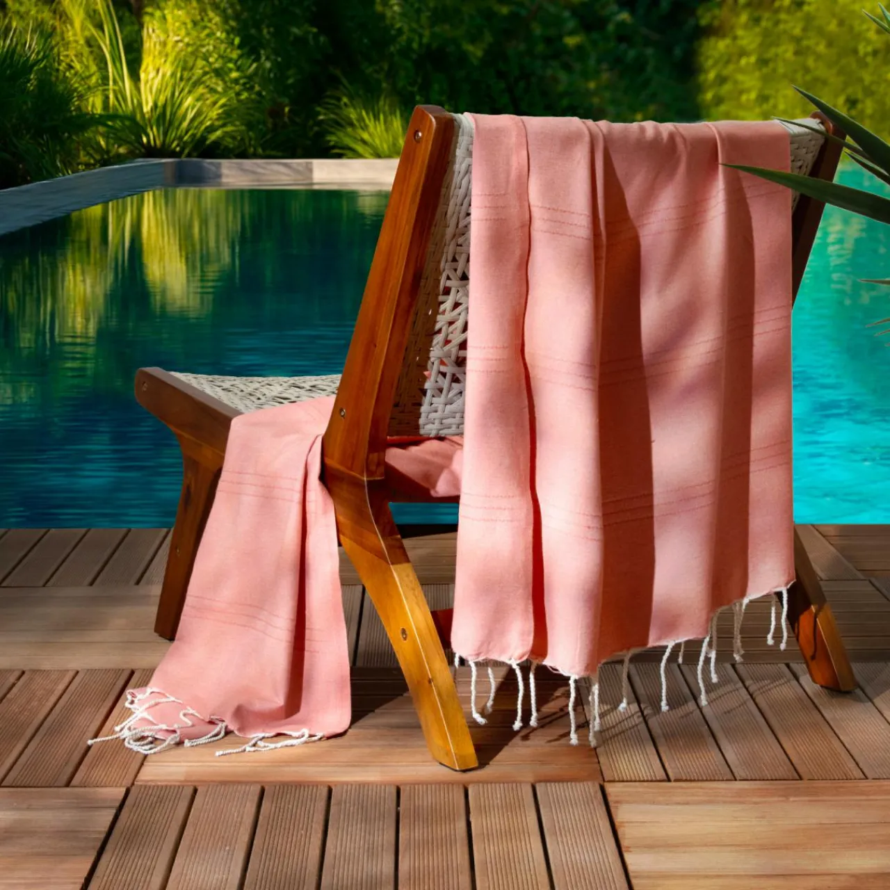 Linge De Bain|Fouta| Fouta coton recyclé (100 x 200 cm) Sunshine Corail Orange