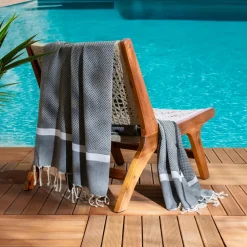 Linge De Bain|Fouta| Fouta coton recyclé (100 x 200 cm) Selma e Noir