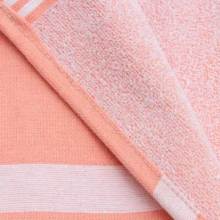 Linge De Bain|Fouta| Fouta coton recyclé doublé éponge (100 x 200 cm) Coralia Corail Orange