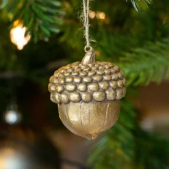 Décoration De Sapin|KAEMINGK Gland de Noël à suspendre (H8 cm) Vieux Chêne Or