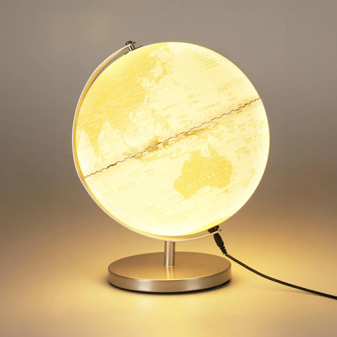 Guirlande Et Déco Lumineuse|KOOPMAN Globe terrestre lumineux (H31 cm) Map Monde Blanc