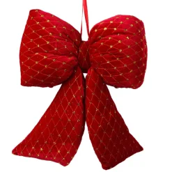 Décoration De Sapin|KAEMINGK Grand nœud en velours (H37 cm) Courchevel pailleté Rouge