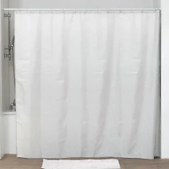 Accessoire Salle De Bain|Rideau De Douche|TENDANCE Grand rideau de douche à anneaux (240 x 200 cm) Uni Blanc
