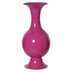 Vase|Vase|#N/A Grand Vase en métal émaillé fait main (H56 cm) Soléa fuschia brillant Rose