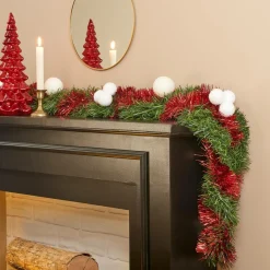 Guirlande En Sapin Artificiel|JJA Guirlande de sapin (270 cm) Festivités et Verte Rouge