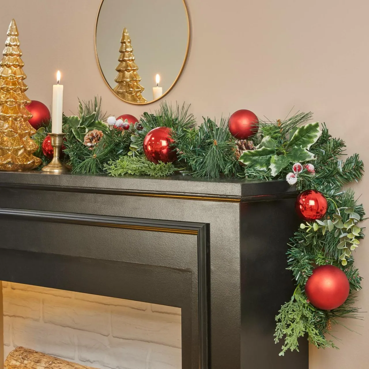 Sapin Grande Taille|Guirlande En Sapin Artificiel|Feeric Lights & Christmas Guirlande de sapin (200 cm) Festivités Rouge