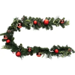 Sapin Grande Taille|Guirlande En Sapin Artificiel|Feeric Lights & Christmas Guirlande de sapin (200 cm) Festivités Rouge