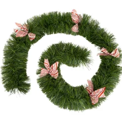 Guirlande En Sapin Artificiel|JJA Guirlande de sapin (270 cm) Noeuds rayé et blanc Rouge