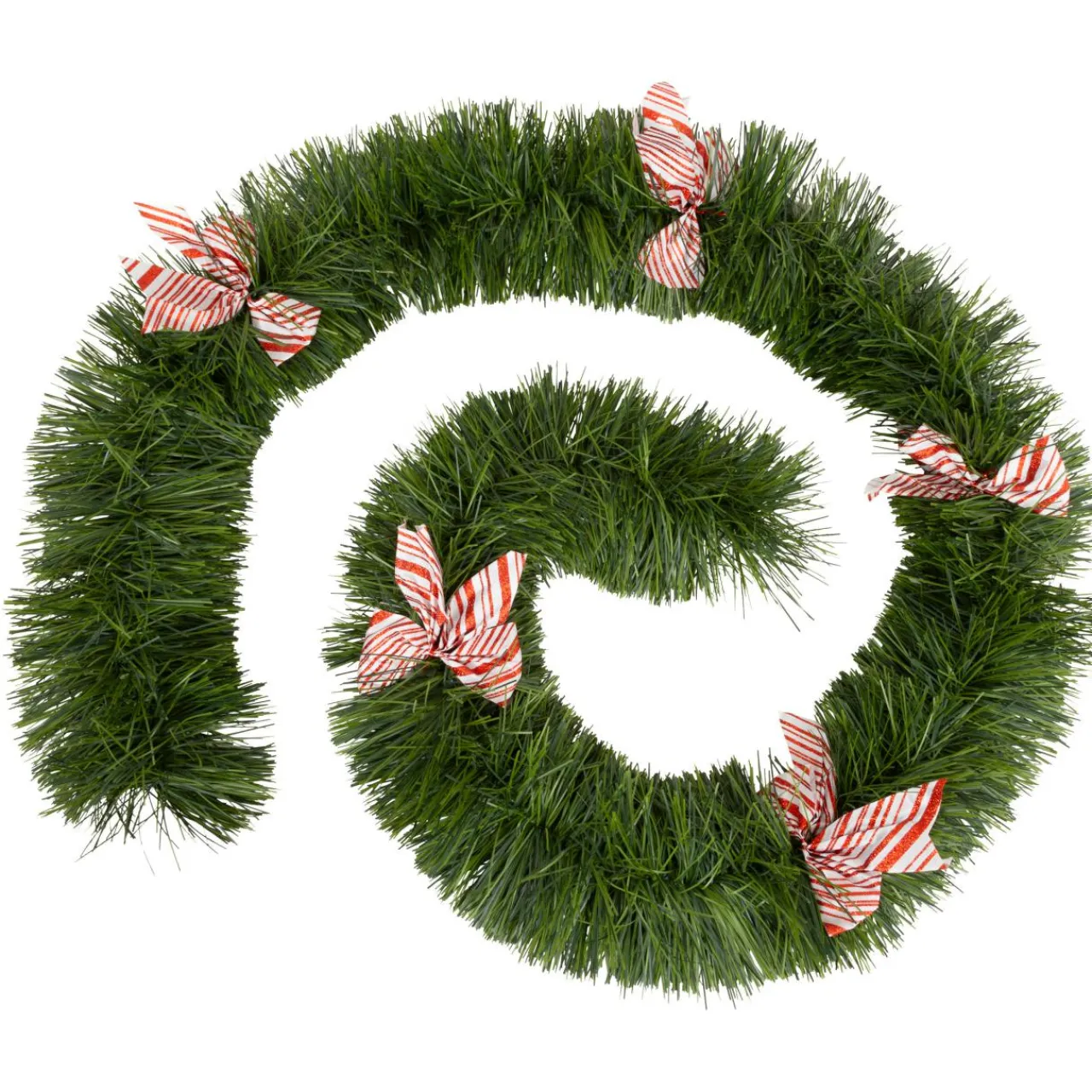 Guirlande En Sapin Artificiel|JJA Guirlande de sapin (270 cm) Noeuds rayé et blanc Rouge