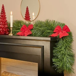 Sapin Grande Taille|Guirlande En Sapin Artificiel|Feeric Lights & Christmas Guirlande de sapin (270 cm) Noeux Rouge