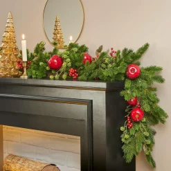 Guirlande En Sapin Artificiel|KAEMINGK Guirlande de sapin (180 cm) Pommes sucrées Rouge