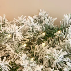 Sapin Grande Taille|Guirlande En Sapin Artificiel|EMINZA Guirlande de sapin lumineuse (300 cm - D25) Royal Vert enneigé et Blanc chaud Sapin enneigé lumineux