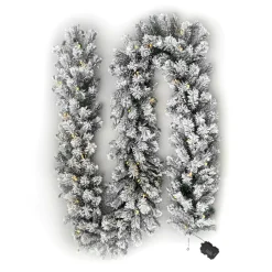 Sapin Grande Taille|Guirlande En Sapin Artificiel|EMINZA Guirlande de sapin lumineuse (300 cm - D25) Royal Vert enneigé et Blanc chaud Sapin enneigé lumineux