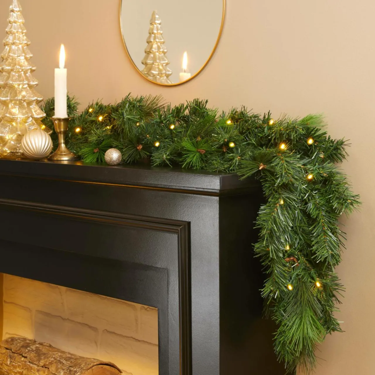 Sapin Grande Taille|Guirlande En Sapin Artificiel|EMINZA Guirlande de sapin lumineuse (300 cm - D25) Edmonton Vert et blanc chaud Sapin vert lumineux