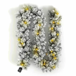 Sapin Grande Taille|Guirlande En Sapin Artificiel|EMINZA Guirlande de sapin lumineuse (300 cm - D25) Edmonton Vert enneigé et blanc chaud Sapin enneigé lumineux