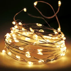 Guirlande Lumineuse|KOOPMAN Guirlande lumineuse 8 m 80 Micro LED Fil d'argent Blanc chaud