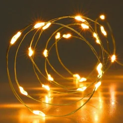 Guirlande Lumineuse|KOOPMAN Guirlande lumineuse à piles 195 cm 40 Micro LED Fil d'or Blanc très chaud