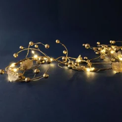 Guirlande En Sapin Artificiel|BLACHERE Guirlande lumineuse à piles 45 LED (180 cm) Baies et blanc chaud Or