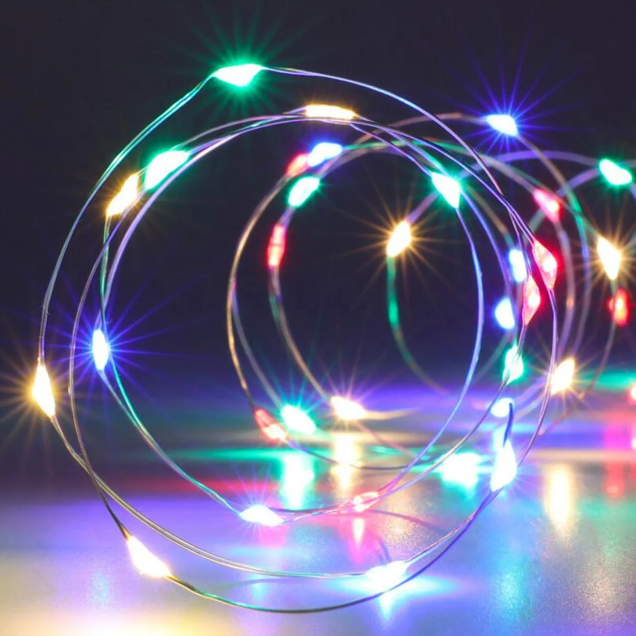 Guirlande Lumineuse|KOOPMAN Guirlande lumineuse à piles 4 m 80 Micro LED Fil d'argent Multicolore