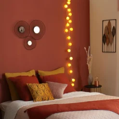 Guirlande Et Déco Lumineuse|ATMOSPHERA Guirlande lumineuse déco 20 boules 4,36 m Bobina Jaune moutarde