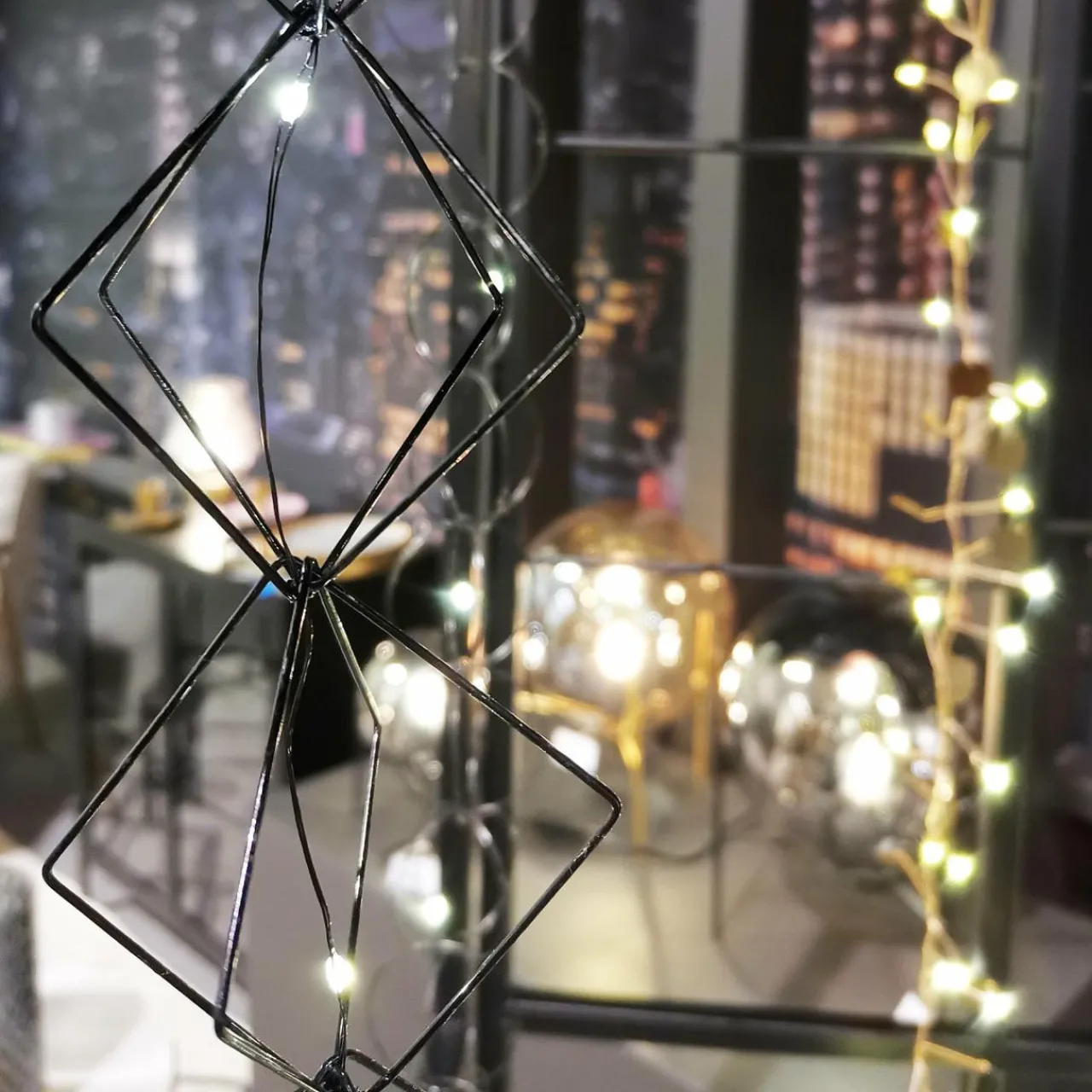 Guirlande Déco|KAEMINGK Guirlande lumineuse déco à piles 1,9 m Carrés Blanc chaud