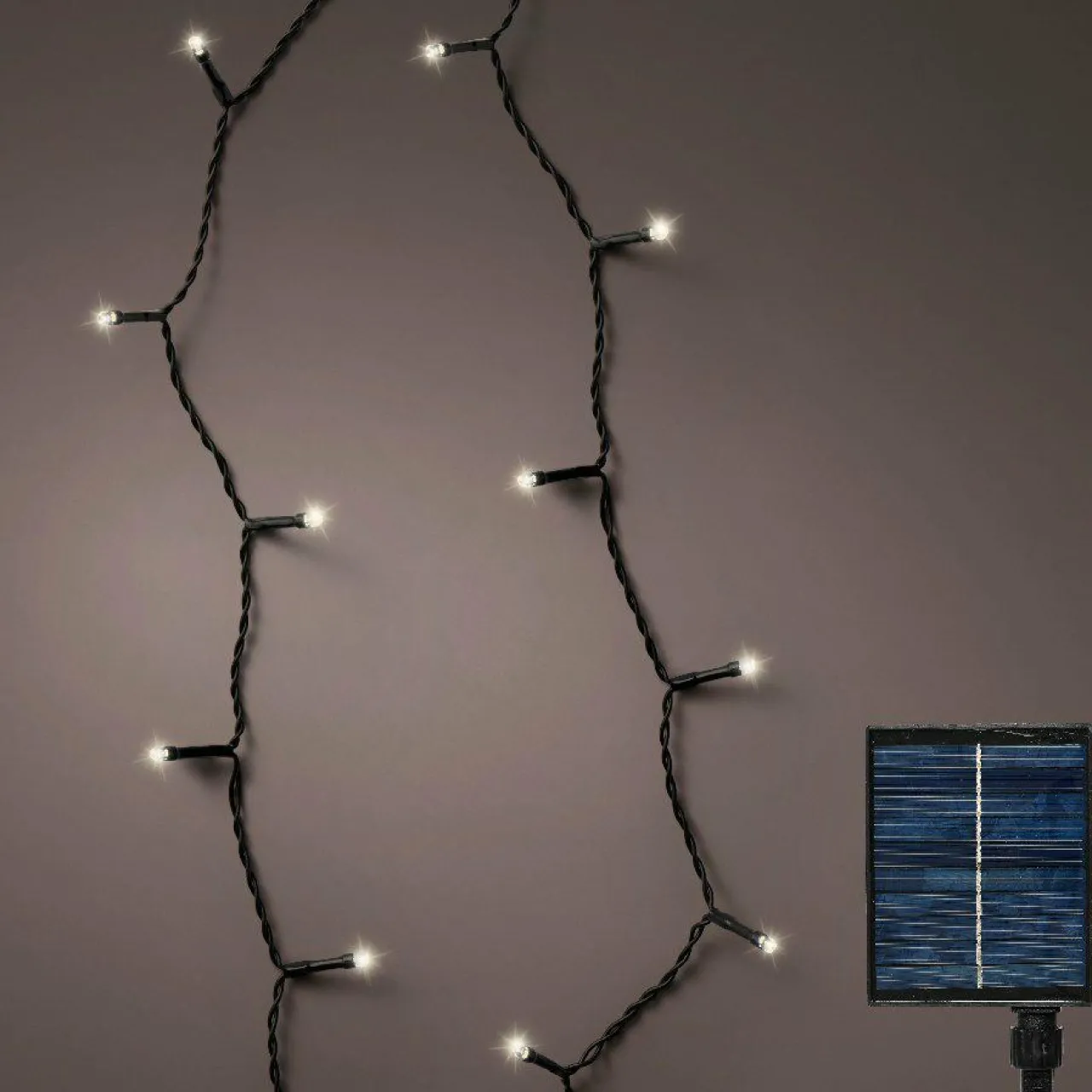 Guirlande Lumineuse|KAEMINGK Guirlande lumineuse Solaire 18 m 240 LED câble noir Rechargeable Blanc froid