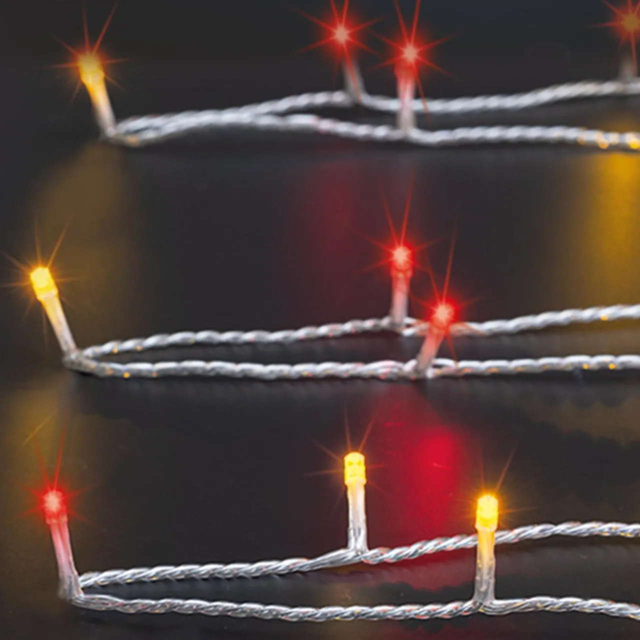 Guirlande Lumineuse Grand Format|Guirlande Lumineuse|FEERIC LIGHTS Guirlande lumineuse Timer 50 m 500 LED câble transparent Bicolore Blanc chaud et rouge Bicolore Rouge / Blanc chaud - câble transparent