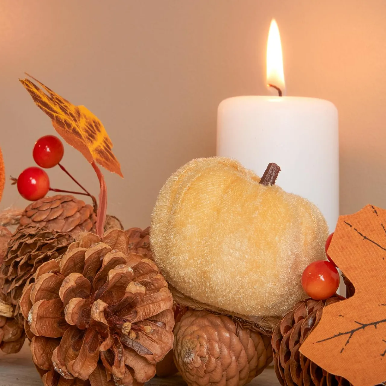 Guirlande En Sapin Artificiel|KAEMINGK Guirlande pomme de pin (150 cm) Citrouille velours Orange