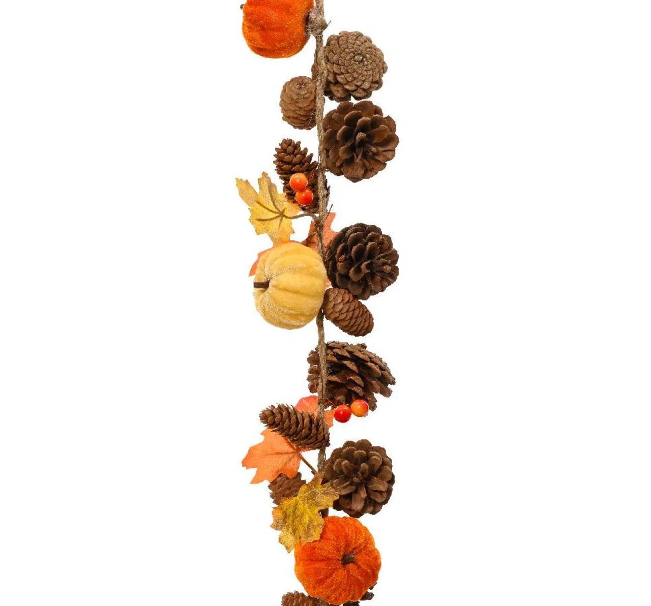 Guirlande En Sapin Artificiel|KAEMINGK Guirlande pomme de pin (150 cm) Citrouille velours Orange