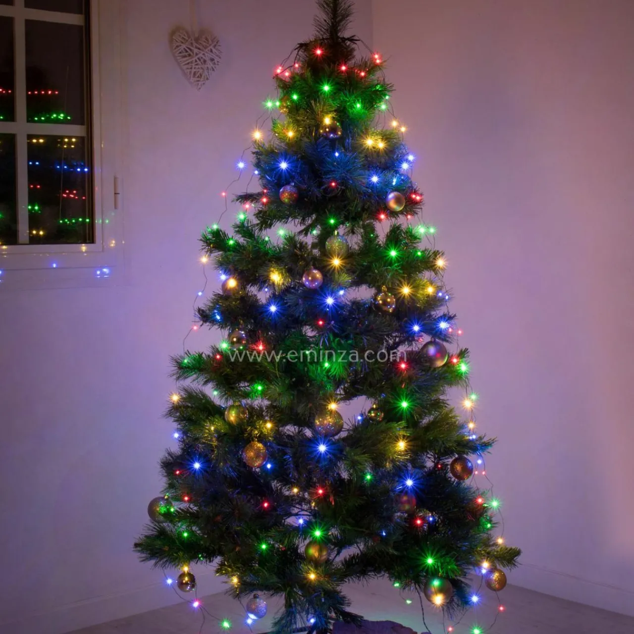 Guirlande Lumineuse|KAEMINGK Guirlande rideau pour sapin H2,10 m 672 Micro LED câble vert Multicolore Multicolore - câble vert