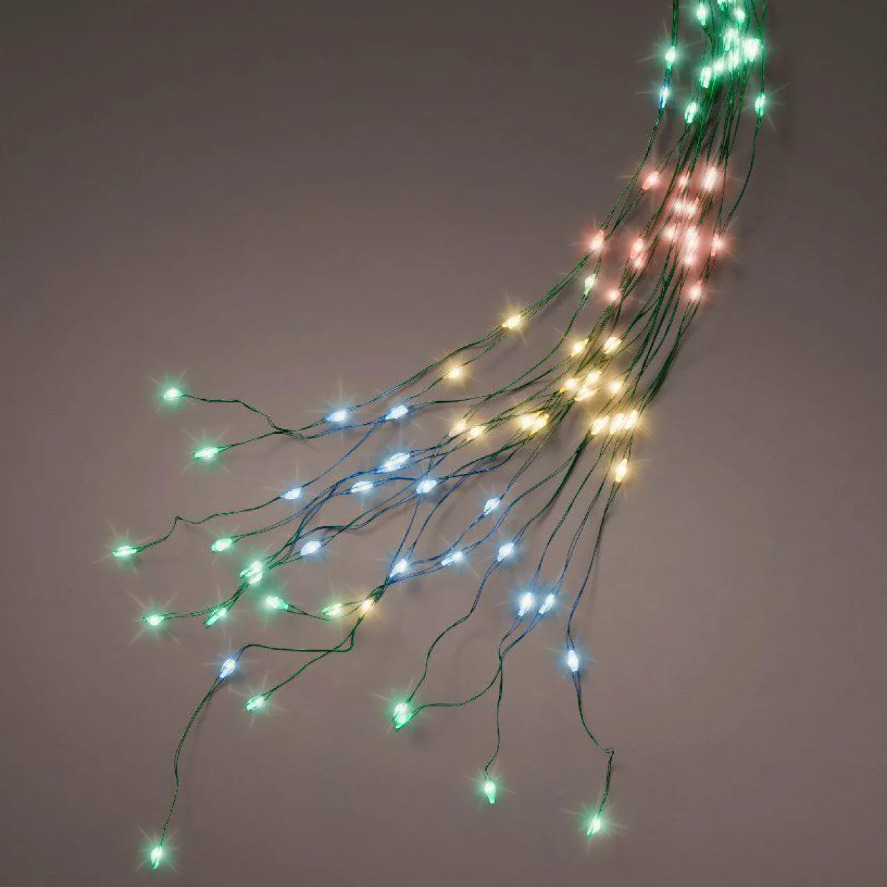 Guirlande Lumineuse|KAEMINGK Guirlande rideau pour sapin H2,10 m 672 Micro LED câble vert Multicolore Multicolore - câble vert