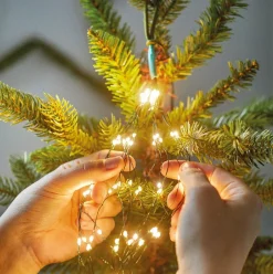 Guirlande Lumineuse|KAEMINGK Guirlande rideau pour sapin H2,10 m 672 Micro LED câble argent Blanc chaud Blanc Chaud - câble argent