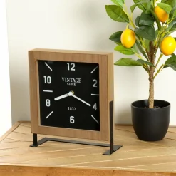 Objet Déco|Horloge|ATMOSPHERA Horloge à poser en (H23 cm) Silence Vintage Bois