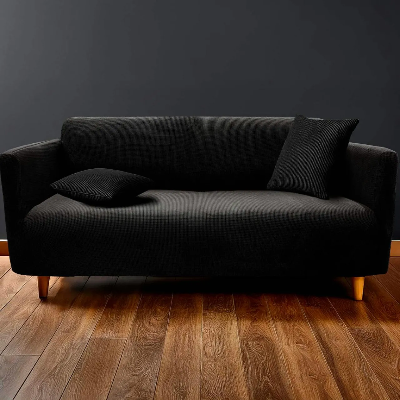 Housse De Canapé, Chaise|douceur d'intu017drieur Housse de canapé extensible effet gaufré (225 x 245 cm) Sacha Noir