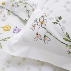 Housse De Couette|TRADILINGE Housse de couette coton (260 x 240 cm) Foliflora he Blanc