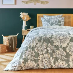 Housse De Couette|EMINZA Housse de couette coton (140 x 200 cm) Lara Vert