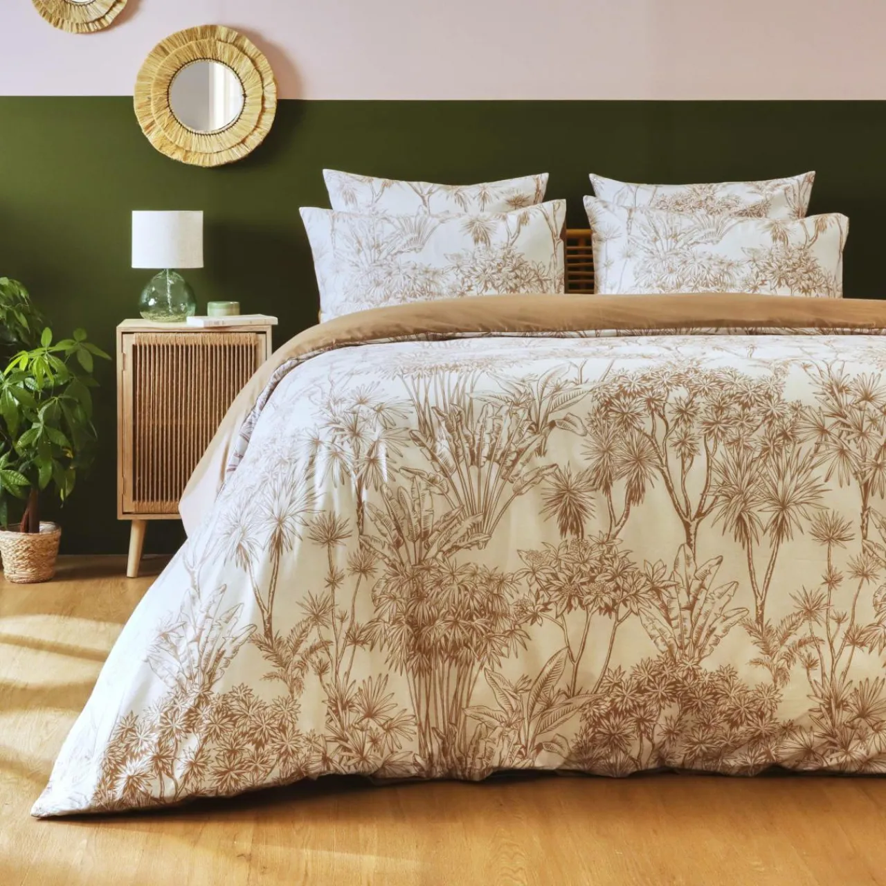 Housse De Couette|EMINZA Housse de couette coton (260 x 240 cm) Lara Marron