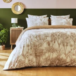 Housse De Couette|EMINZA Housse de couette coton (240 x 220 cm) Lara Marron