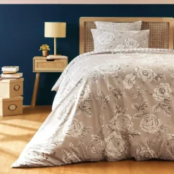 Housse De Couette|EMINZA Housse de couette coton (140 x 200 cm) Lara Beige