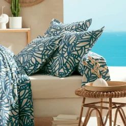 Housse De Couette|TRADI LINGE Housse de couette coton lavé (280 x 240 cm) Serena e Bleu