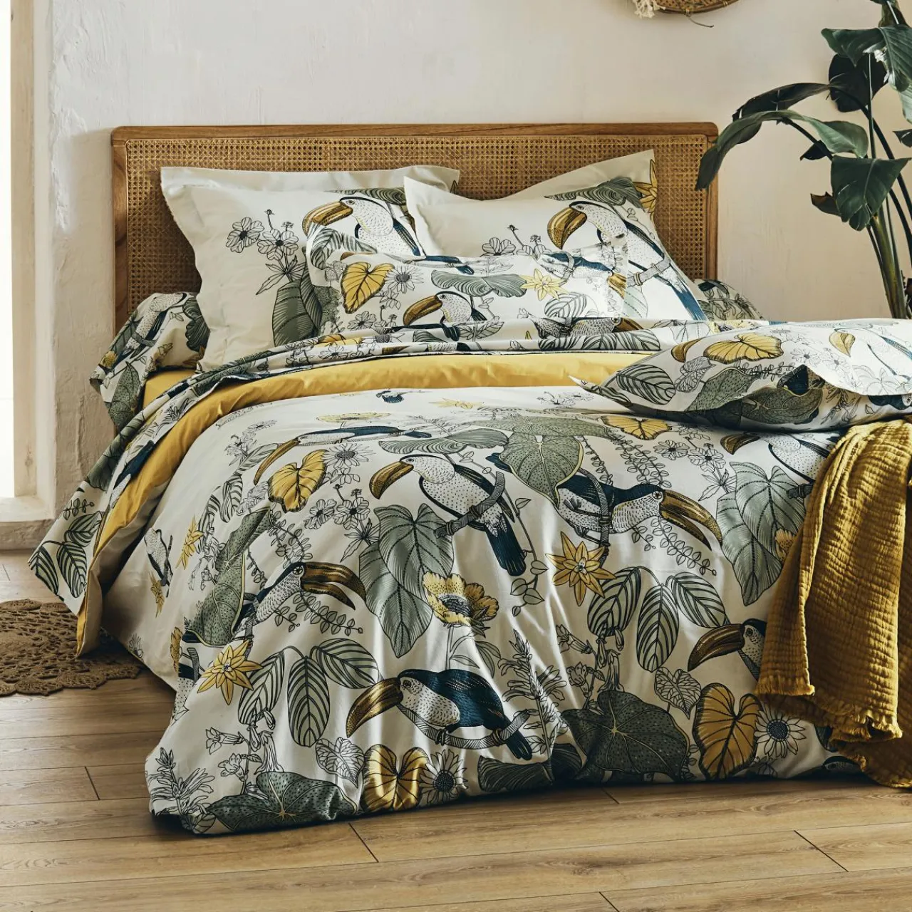 Housse De Couette|TRADILINGE Housse de couette coton lavé (240 x 220 cm) Toco e Vert