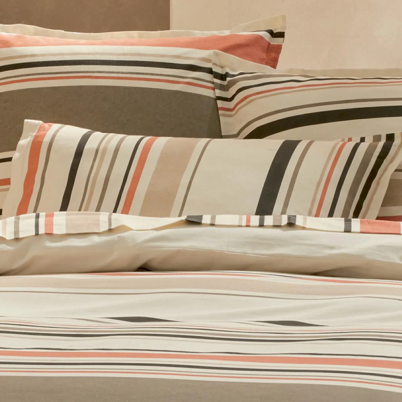 Housse De Couette|TRADI LINGE Housse de couette coton lavé (200 x 200 cm) Hugo Corail Orange